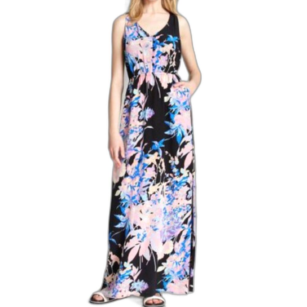 Yumi Kim 100% Silk Molly Floral Back Cutout Maxi Dress XXS POCKETS Retails $398